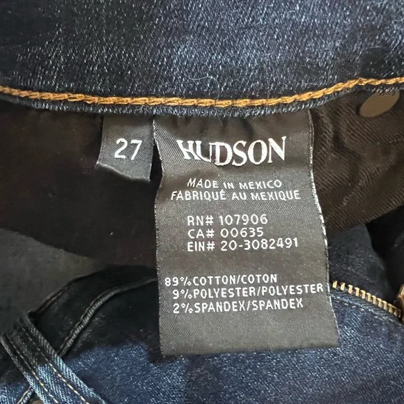 Hudson Mid-rise Natalie Distressed Skinny Jeans Dark Blue Size 27 - Picture 6 of 8